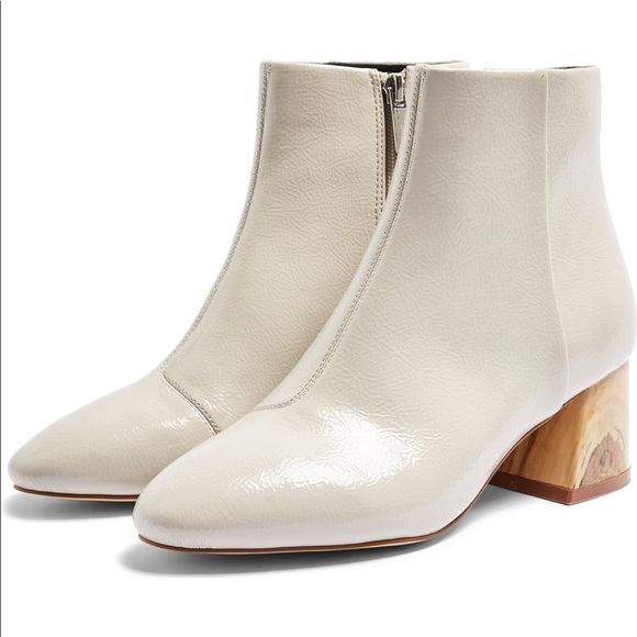 beige block heel booties